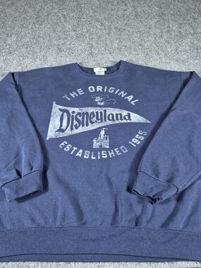 Disney Parks Disneyland Mickey Mouse Sweatshirt Large Blue Vintage Style Pullove